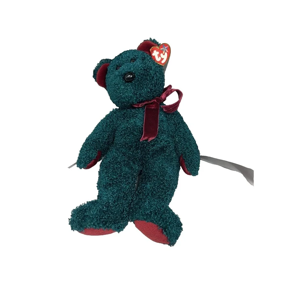 TY beanie baby 12 inch 2001‎ GREEN HOLIDAY TEDDY
